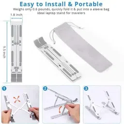 QueryZen Aluminum Alloy Adjustable, Portable, Foldable, Ergonomic, Tablet Laptop Stand Aluminium Desk Stand Rotatable Laptop Stand with Adjustable Height Compatible with Universal Laptops image 2