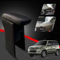 carigiri Premium Armrest For Mahindra Bolero Neo with Moulded Foam(Nappa,Red Stitching) Car Armrest image 1