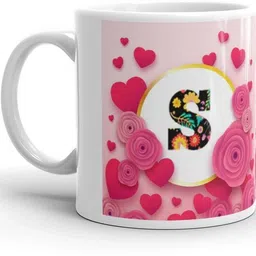 fifth creations Letter Alphabet S Gift for Girlfriend Boyfriend Couples mom & dad Ceramic Coffee Mug image 3