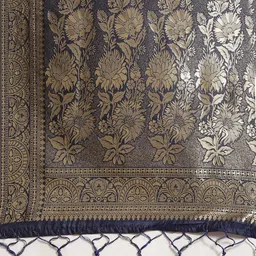 Saree mall Navy Blue & Golden Ethnic Motifs Zari Woven Design Banarasi Saree image 4