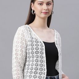 UnaOne Self Design Open Front Crop Shrug-picture-19