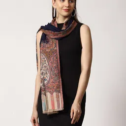 SWI Stylish Paisley Motifs Woven Design Woolen With Fringed Border Shawl image 2