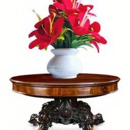 Set of 1 lily red flower fir decoration room,house,desk Red Iris Artificial Flower with Pot-image-9