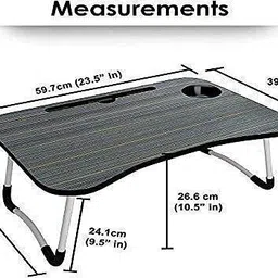 hasmun Multipurpose Foldable with Cup Holder, Study , Bed Wood Portable Laptop Table image 3