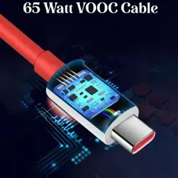 VitalWear Type C 1 m USB Type C Cable 8 A 1 m Silver Wrap OEM 65W-10W/6.5A VOOC/WARP/DASH/SUPERVOOC/SUPERDART CHARGER image 2