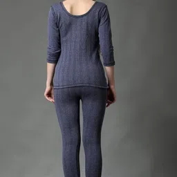 RAVIA Women’s Striped Soft & Warm Polycotton Thermal Set|Top & Bottom - RA0002 Women Top - Pyjama Set Thermal image 2