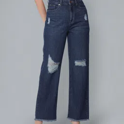 flying machine Women Regular Mid Rise Dark Blue Jeans-picture-20