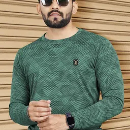 vebnor Men Abstract Round Neck Polycotton Light Green T-Shirt-picture-10