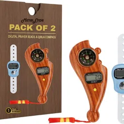 metal etch Digital Tasbeeh with Qibla Compass and Finger Tally Counter - Pack of 2 Digital Tally Counter-picture-46