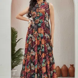 odd by chansi trendz Floral Print Georgette Stitched Flared/A-line Gown-picture-19