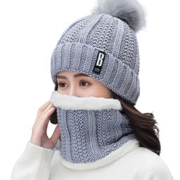 syga Cap Letter B Winter Hat and Scarf Set for Women Faux Fur Bobble Pom Pom Cap Pack of 1 Free Size-Gray Beanie-picture-43
