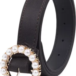 Women Formal, Casual, Evening, Party Black Artificial Leather Belt-image-45