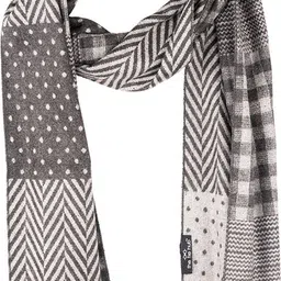 the tie hub Geometric Print Wool Blend Men Grey Scarf-picture-25