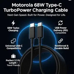 MUST MOB Type C 3.1 A 1 m For Moto Series Type C To Type C Fast Charge and Sync Data Cable For Motorola Mobile image 3