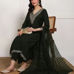 new ethnic 4 you Embroidered Kurta, Salwar & Dupatta Set image 1