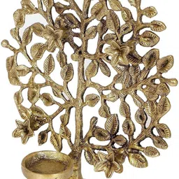 mla’s decor Bodhi Tree Tea Light Holder, Brass Bodhi Tree Diya, Kalpvriksha Tree Brass Table Diya image 2