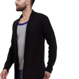 glampanda Men Kimono Style Full Sleeve Black Shrug image 3