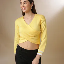 campus sutra Casual Regular Sleeves Solid Women Yellow Top-picture-19