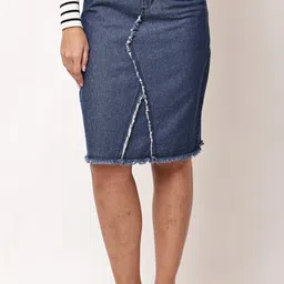 kwantico Women Solid Regular Dark Blue Skirt image 1