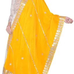 Velvet Self Design Yellow Women Dupatta-image-36