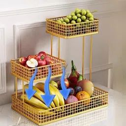 ezzucrafts 3 Tier Fruit Basket Bowl for Kitchen Counter Countertop Storage Iron Fruit & Vegetable Basket image 4