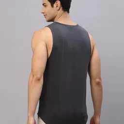 rigo Men Printed Round Neck Sleeveless Cool Grey Vest Men Vest image 2