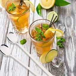 giftofy Abira 21cm Set - for Milkshakes, coffe, Modern use Stainless Steel Sugar Spoon, Olive Spoon, Table Spoon, Dessert Spoon Set image 4