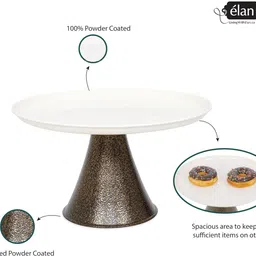 elan Tall Cake Stand with Cake Server,Cupcake Stand for Party, 14.5 Inch, Metal (Broken Black & Off White) Steel Cake Server image 3