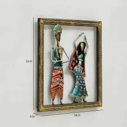 desert oak Iron Radha Krishna Wall Art In Multicolour image 5