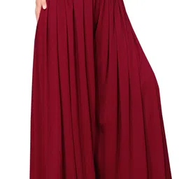 bitcoin Pack of 2 Women Flared Maroon, Gold Lycra Blend Trousers image 2