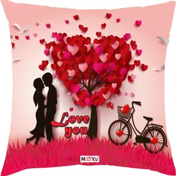 me&you Microfibre Cushion Pack of 1 Nature For Gift & Romantic party Decor Items-picture-17