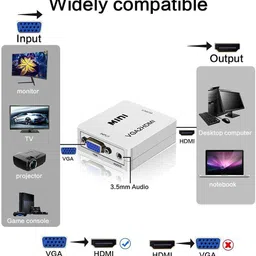 KUVERA Mini VGA to HDMI Converter Adapter, Compatible for Laptop, Desktop, Computer. USB Adapter image 2
