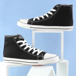 roadster Men Black Colourblocked Casual Textile Sneakers High Tops For Men-picture-15