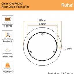 ruhe Floor Stainless Steel Push Down Strainer image 2