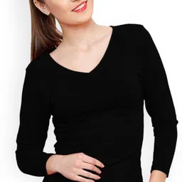 trends tower Casual Regular Sleeves Solid Women Black Top-picture-10