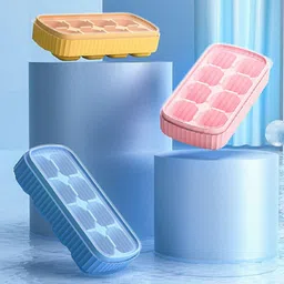 flynhigh 3pcs 8 big Cavity Pop Up Ice Cube Trays for Freezer with Lid 100% BPA Free C2 Multicolor Silicone Ice Cube Tray-picture-20