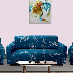 cortina Polyester Floral 3+1+1 Seater Sofa Cover image 2