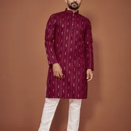 krm Men Embroidered Cotton Blend Straight Kurta-picture-34