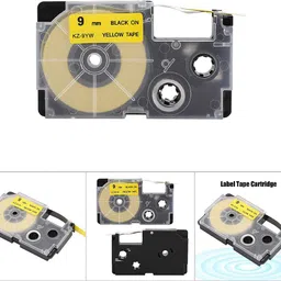 hasthip 9mm Label Tape Yellow Black Ink for Casio KL Series Waterproof Fadeproof NA Paper Label image 4