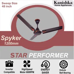 kanishka Spyker p1 energy Saving 1200 3 Blade Ceiling Fan image 2