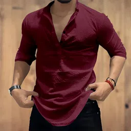 combraided Men Regular Fit Self Design Cut Away Collar Casual Shirt image 1