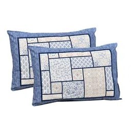 mafatlal Blue Geometric 210 TC Cotton King Sized Bed Sheets with 2 Pillow Covers image 3