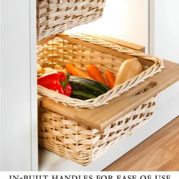 habereindia Wicker Basket For Modular Kitchen | Wicker Basket For Storage With Partition & Channel | Pullout Basket For Modular Kitchen (22.5 W x 20 L x 8 H) image 5