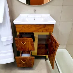 bobbyexport D Gold Premium 24" freestanding Wash Basin Vanity Cabinet For Bathroom BEGD01 Table Top Basin image 4