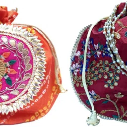 Girls Orange, Gold, Maroon, Gold Potli-image-40