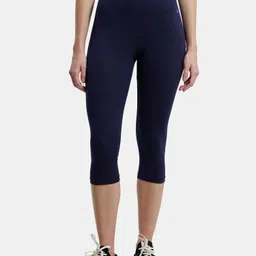 jockey 1391 Super Combed Cotton Elastane Stretch Women Dark Blue Capri-picture-11