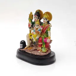 bhatia Lord Shiv Parivar Statue Parvati Ganesh Murti For Pooja, Gift, Car Dashboard Decorative Showpiece - 10 cm image 1