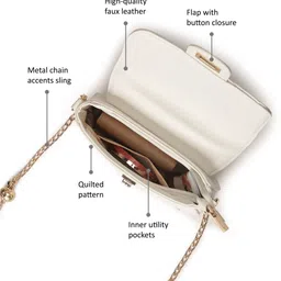 fastrack White Women Sling Bag - Medium Quilted image 3