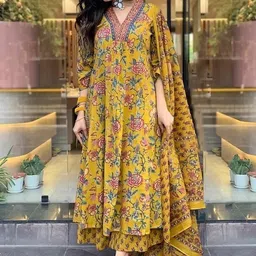 new ethnic 4 you Floral Print Kurta, Trouser/Pant & Dupatta Set image 3