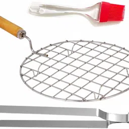 sandook Round Papad Roaster with Roti Chimta and Butter Brush Kitchen Tool Set-picture-23